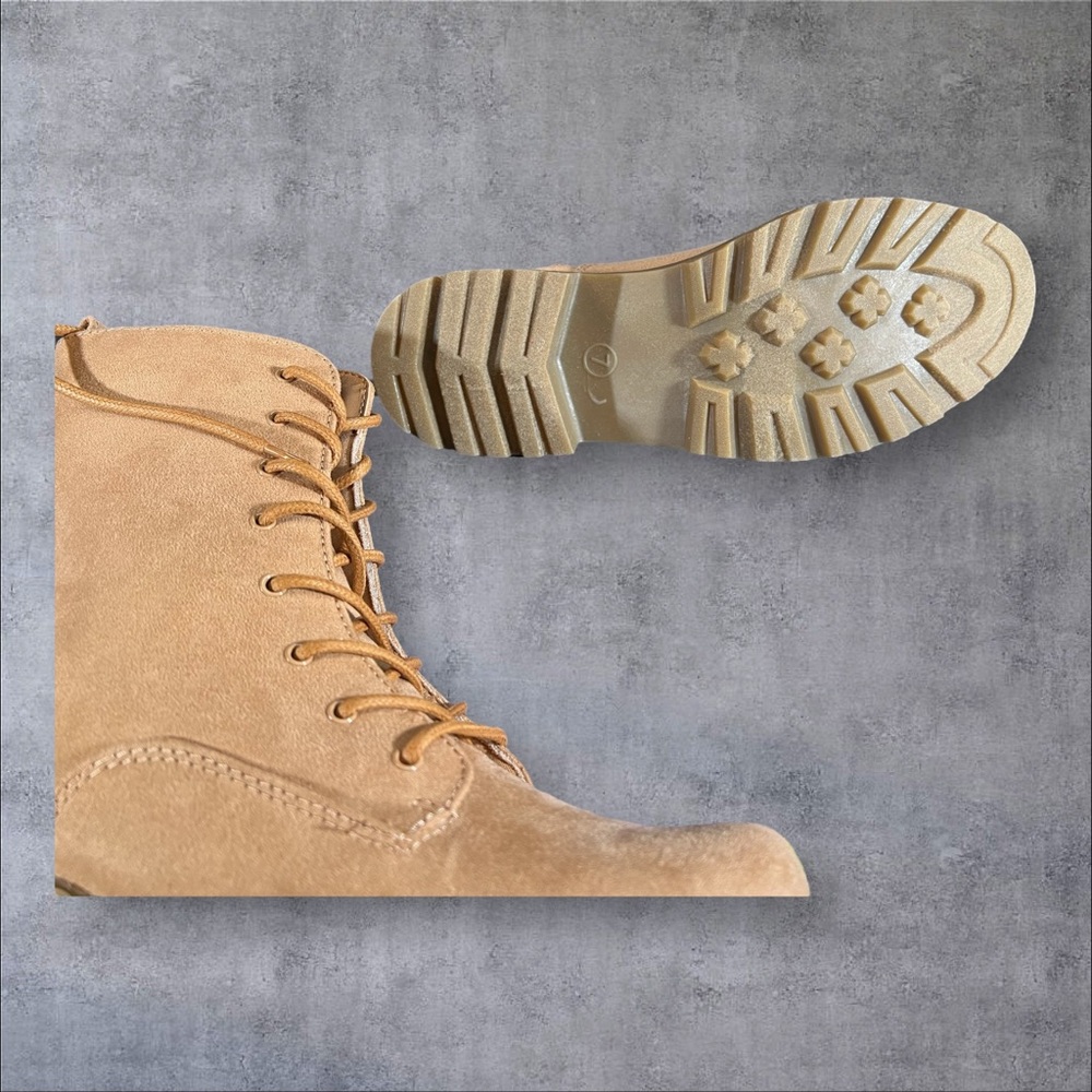 Universal Thread LaceUp Ophelia Side Zip Combat Boots with  Memory Foam - Picture 11 of 14